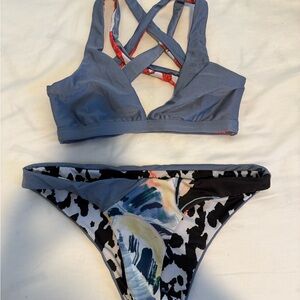 Maaji Gray and Black Patterned reversible  Bikini